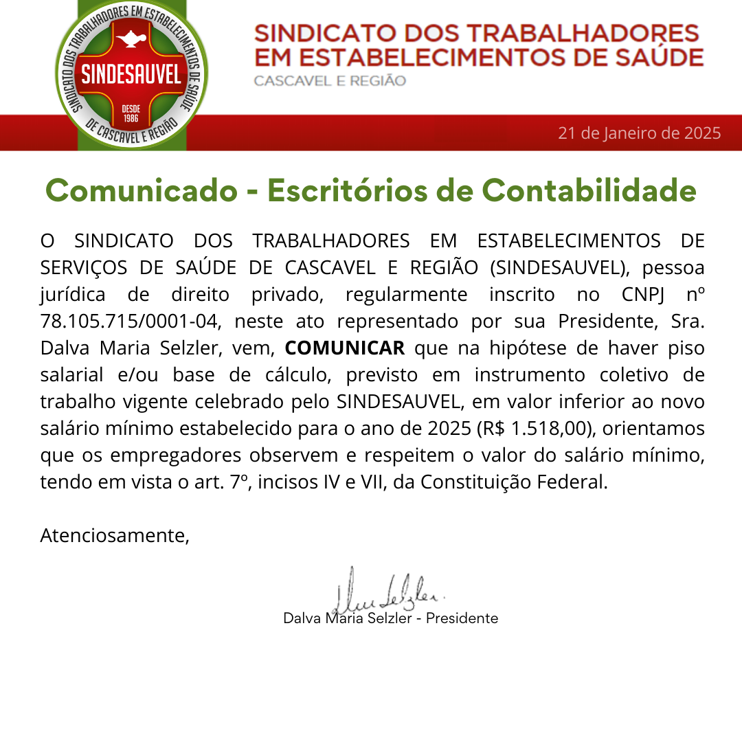 Comunicado - Escritórios de Contabilidade